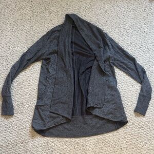 Athleta Dark Gray Open-Front Draped Cardigan